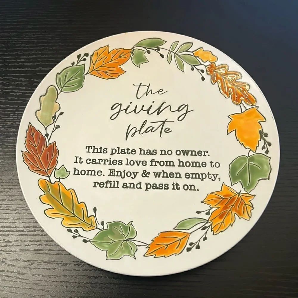 The Giving Plate Ceramic Gift Plate with Fall Leaf Design